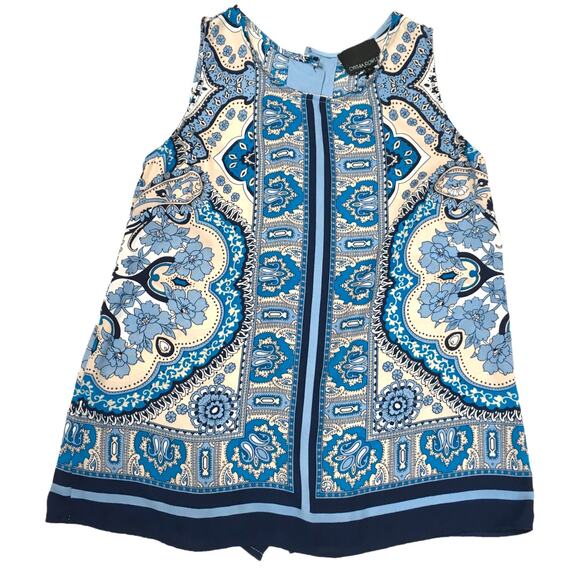 Cynthia Rowley Top Sleeveless Blouse High Neck Printed Women's S Button Back - Picture 1 of 9